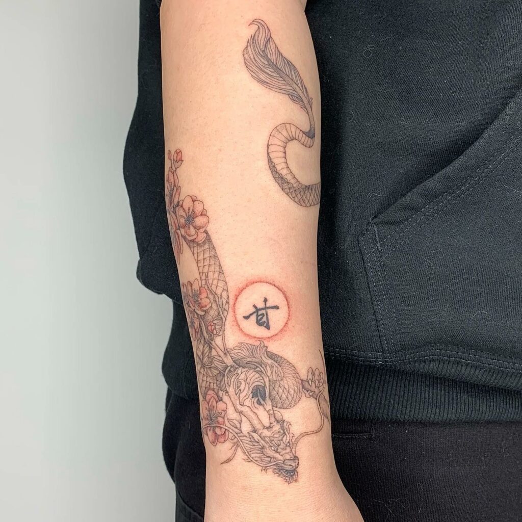 11+ Women's Feminine Dragon Tattoo Ideas That Will Blow Your Mind! 11 Chinese Dragon Tattoos For Women