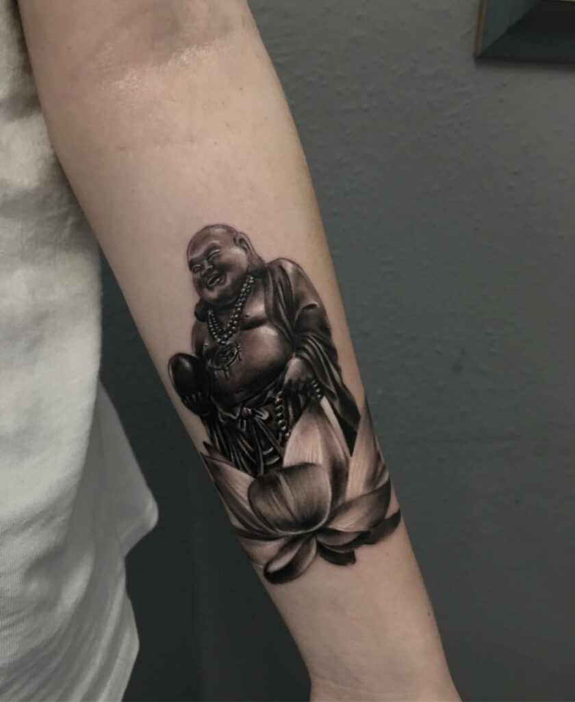 11+ Luck Tattoo Ideas That Will Blow Your Mind! 18 Chinese Laughing Buddha Luck Tattoo