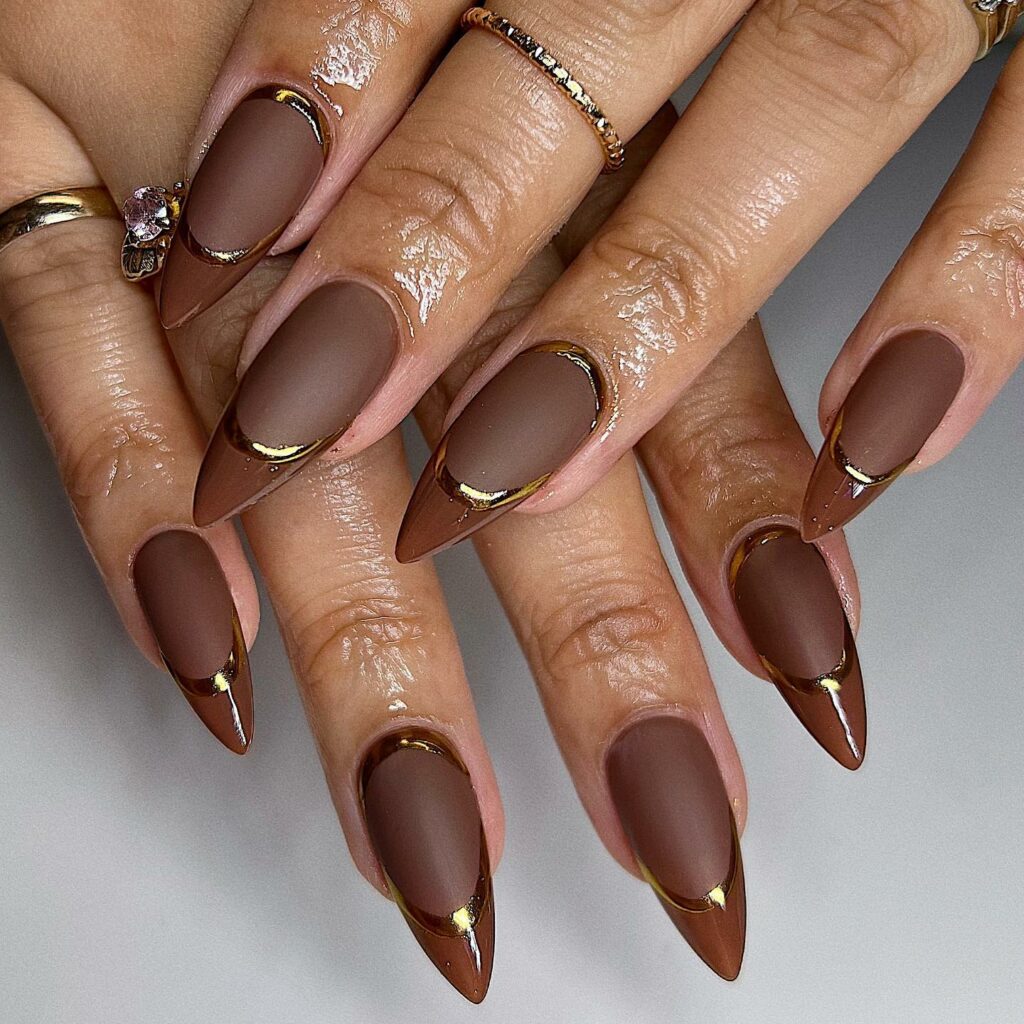 20 Latest Brown Chrome Nails Ideas To Try In 2024! 12 Rich Chocolate Brown Chrome Nails