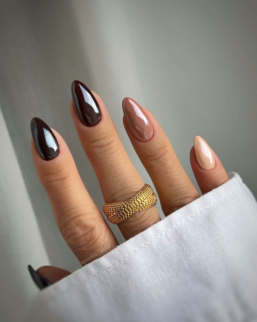 20 Latest Hailey Bieber-Inspired Glazed Donut Nail Ideas To Try In 2024! 11 Chocolate Glazed Donut Nails