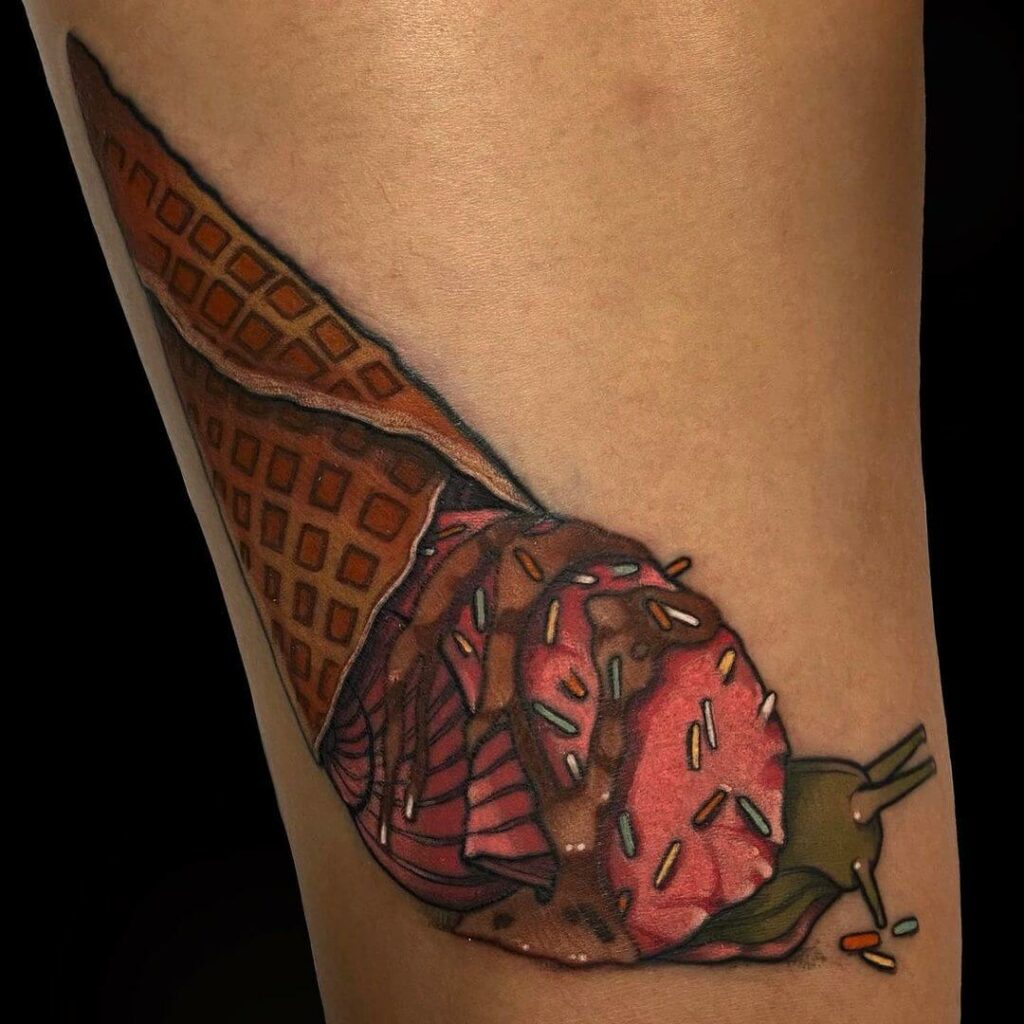 10+ Snail Tattoo Ideas You Have To See To Believe! 18 Chocolate Icecream Snail Tattoo Design