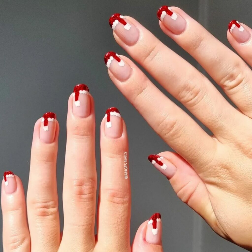 Spread Joy with 20 Santa Hat Nail Designs in 2024 23 Christmas Elegance with French Santa Hat Nails