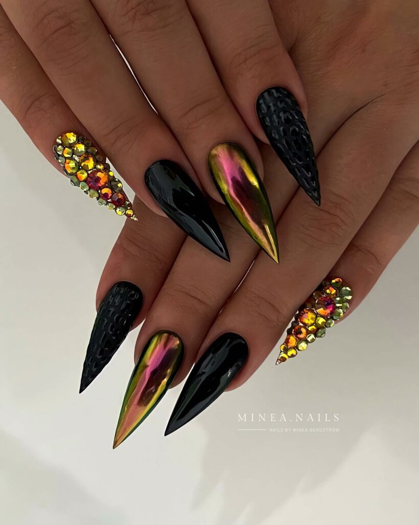 Express Yourself with 30 Emo Nail Designs in 2024 50 Chromatic Iridescent Nails