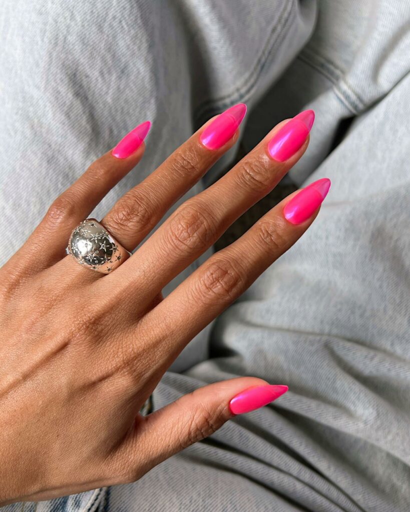 Playful and Fun 30 Barbie Nails To Try in 2024 14 Chrome Barbie Nails