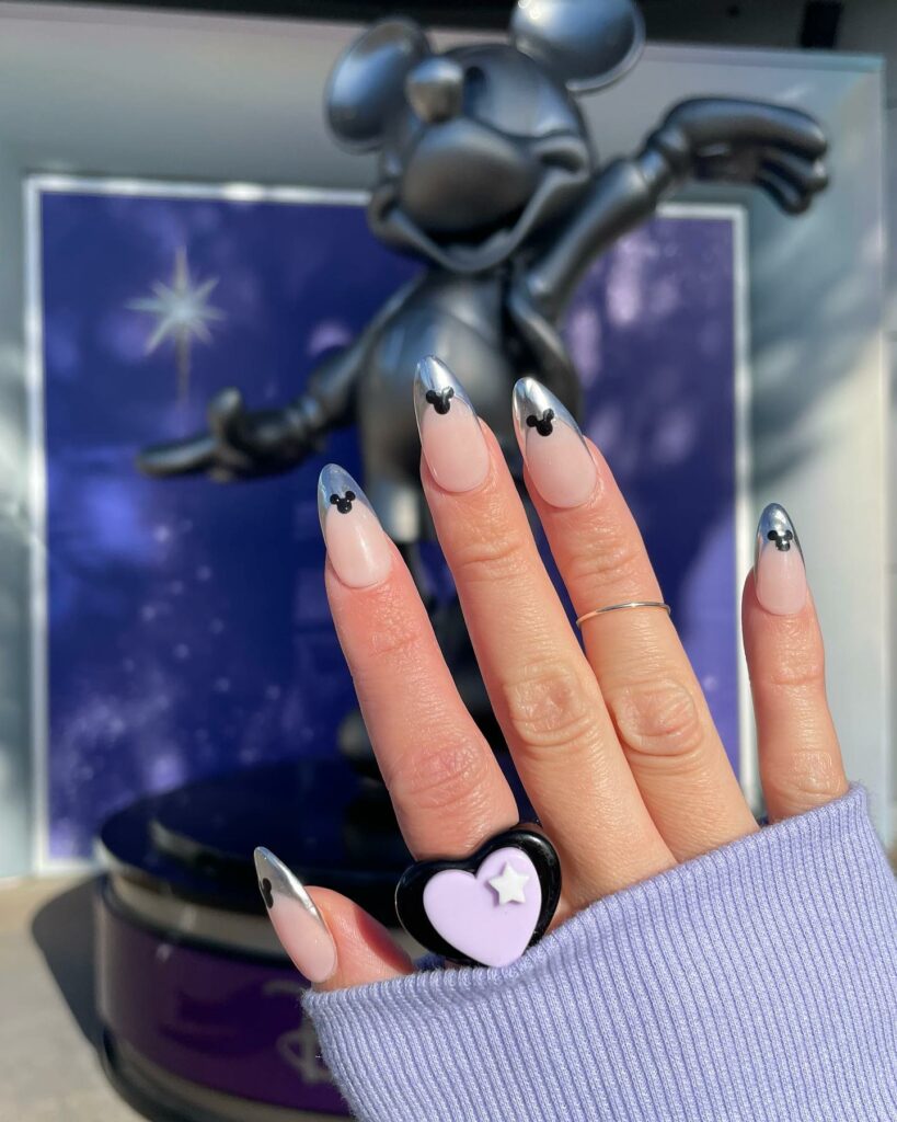 50 Latest Disney Nails Ideas To Try In 2024! 39 Chrome French Disney Nails