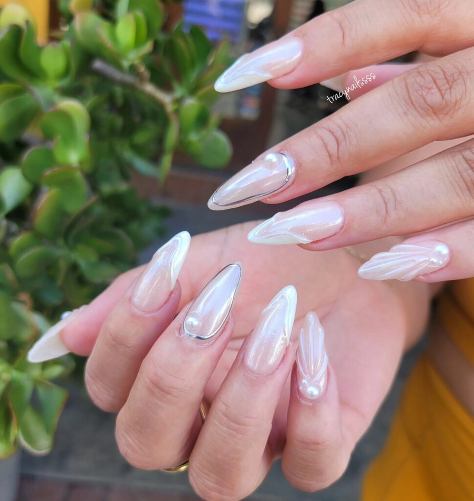 17 Latest Mermaid Nail Designs You Need To Try In 2024! 21 Chrome and Pearl Mermaid Nails
