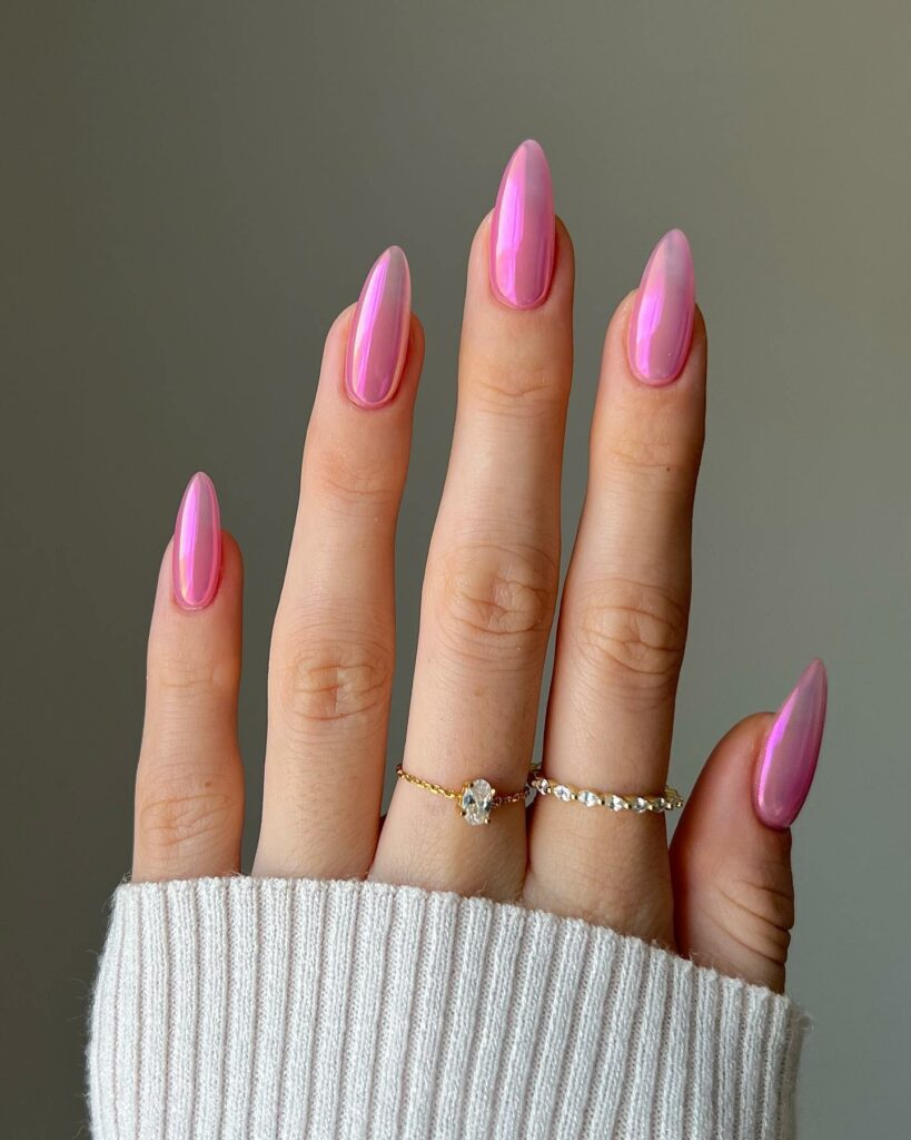 Get Merry with 30 Pink Christmas Nail Ideas in 2024 30 Chrome Pink Christmas Nails