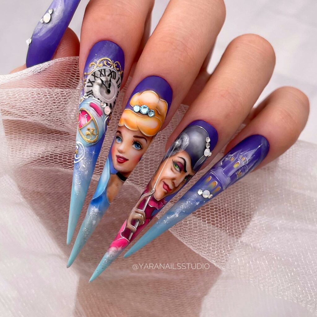 50 Latest Disney Nails Ideas To Try In 2024! 42 Cinderella Long Disney Nails