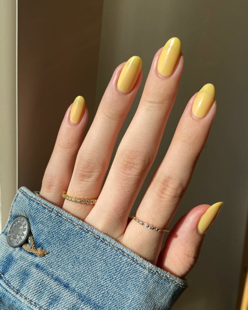 50 Latest February Yellow Nail Designs To Try in 2024! 18 Classic Almond-Shaped Yellow Nails