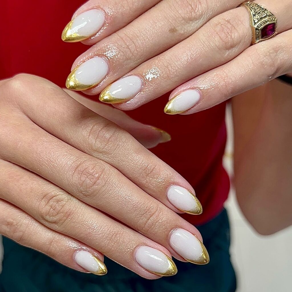 55 Latest Gold French Tip Nail Ideas To Try In 2024! 35 Classic Gold French Nails