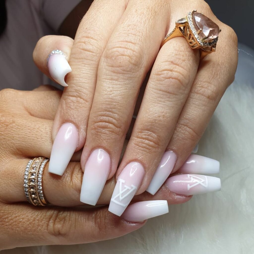 25 Latest Louis Vuitton Nails To Try In 2024 24 Classic Ombré Nails with a Louis Vuitton Twist