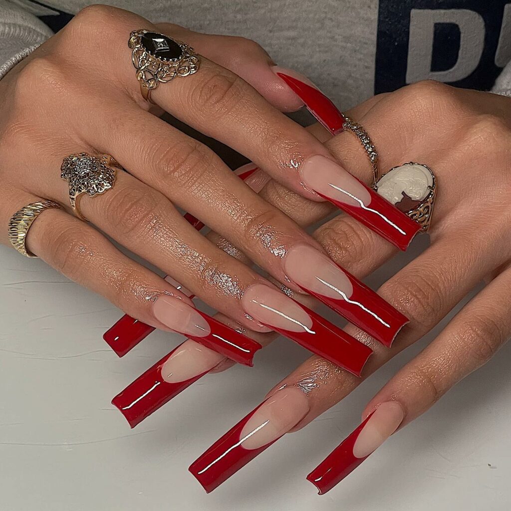 Explore 34 Red Acrylic Nail Designs To Try in 2024 12 Classic Red Acrylic Nail Design