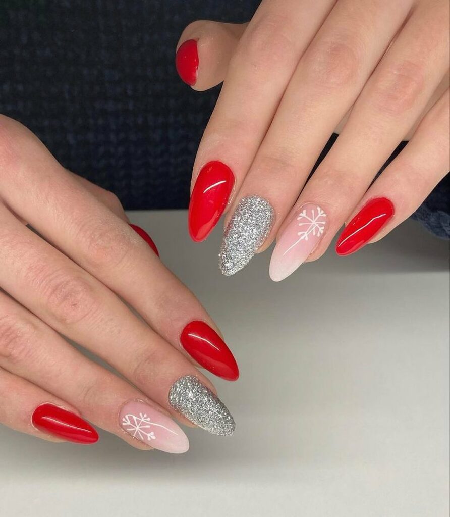 20 Latest Red And Silver Nail Ideas For 2024 18 Classic Red and Glistening Silver Nails