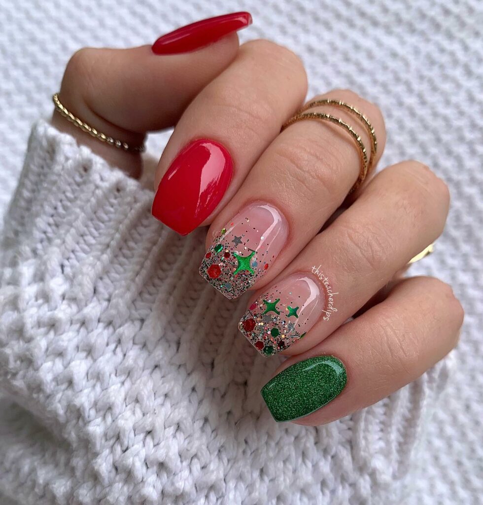 Celebrate with 40 Christmas Statement Nail Designs in 2024 22 Classic Red and Green Christmas Nails