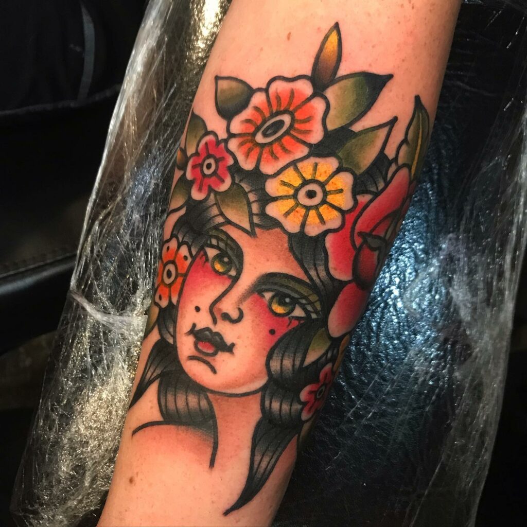 10+ Traditional Lady Head Tattoo That Will Blow Your Mind! 13 Classic Traditional Lady Head Tattoo Flash