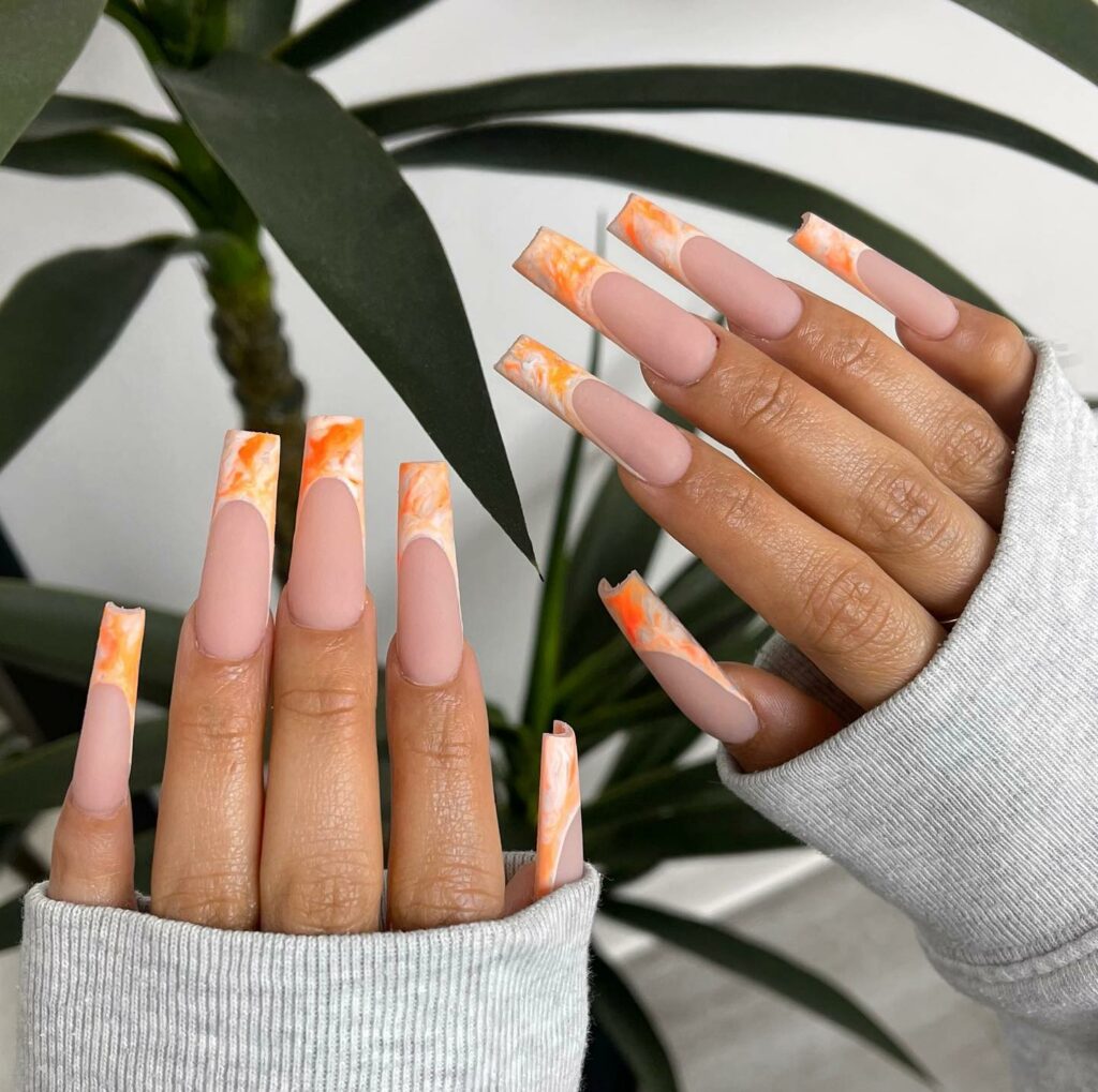 33 Latest Orange Acrylic Nail Ideas To Try in 2024! 27 Classy Matte Orange Acrylic Nails