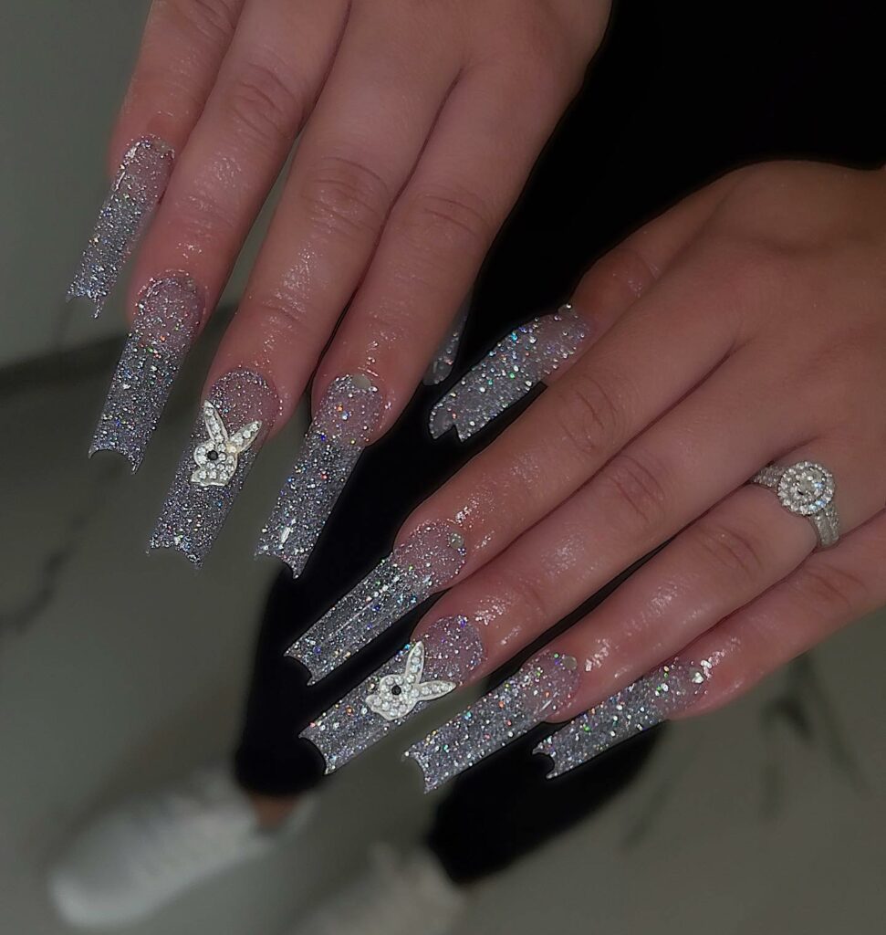 28 Stunning Playboy Nail Designs for 2024 13 Clear Acrylic Playboy Nails