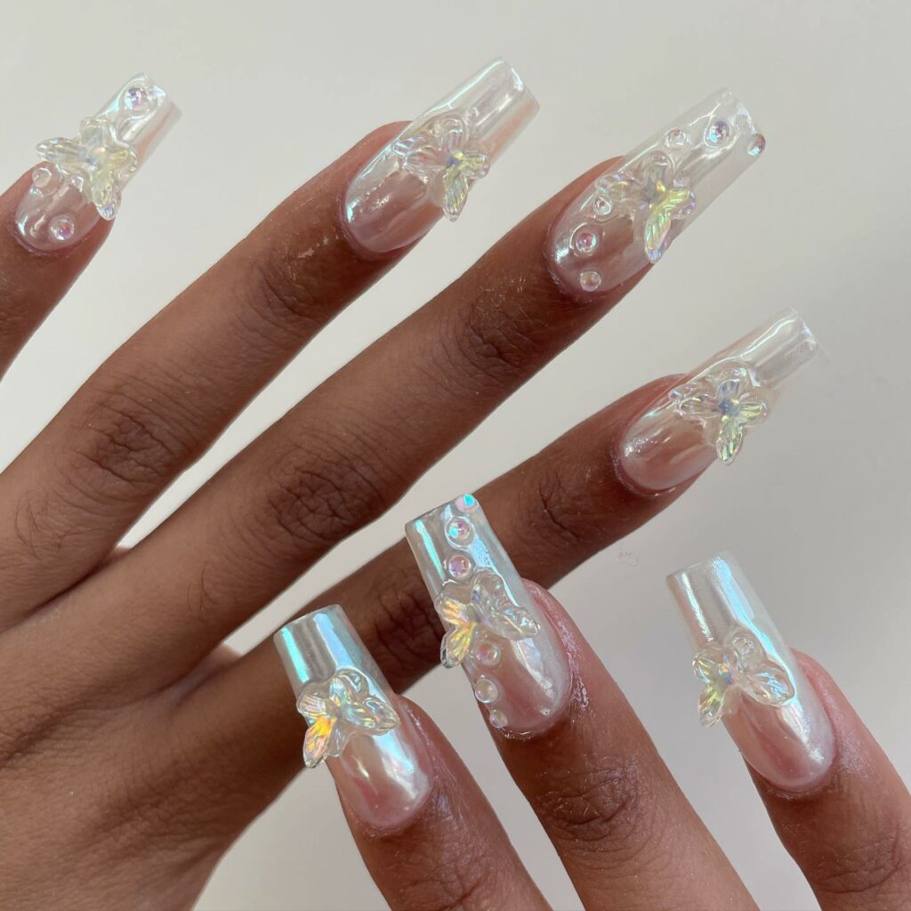 50 Latest Butterfly Nail Designs To try In 2024! 21 Crystal Clear Butterfly Nails