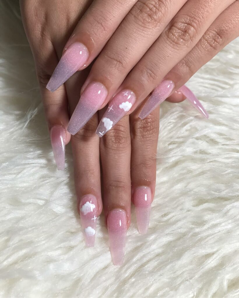 Adorn Your Nails with 30 Light Pink Nail Designs in 2024 21 Clear Pink Nails with Cloud Accents
