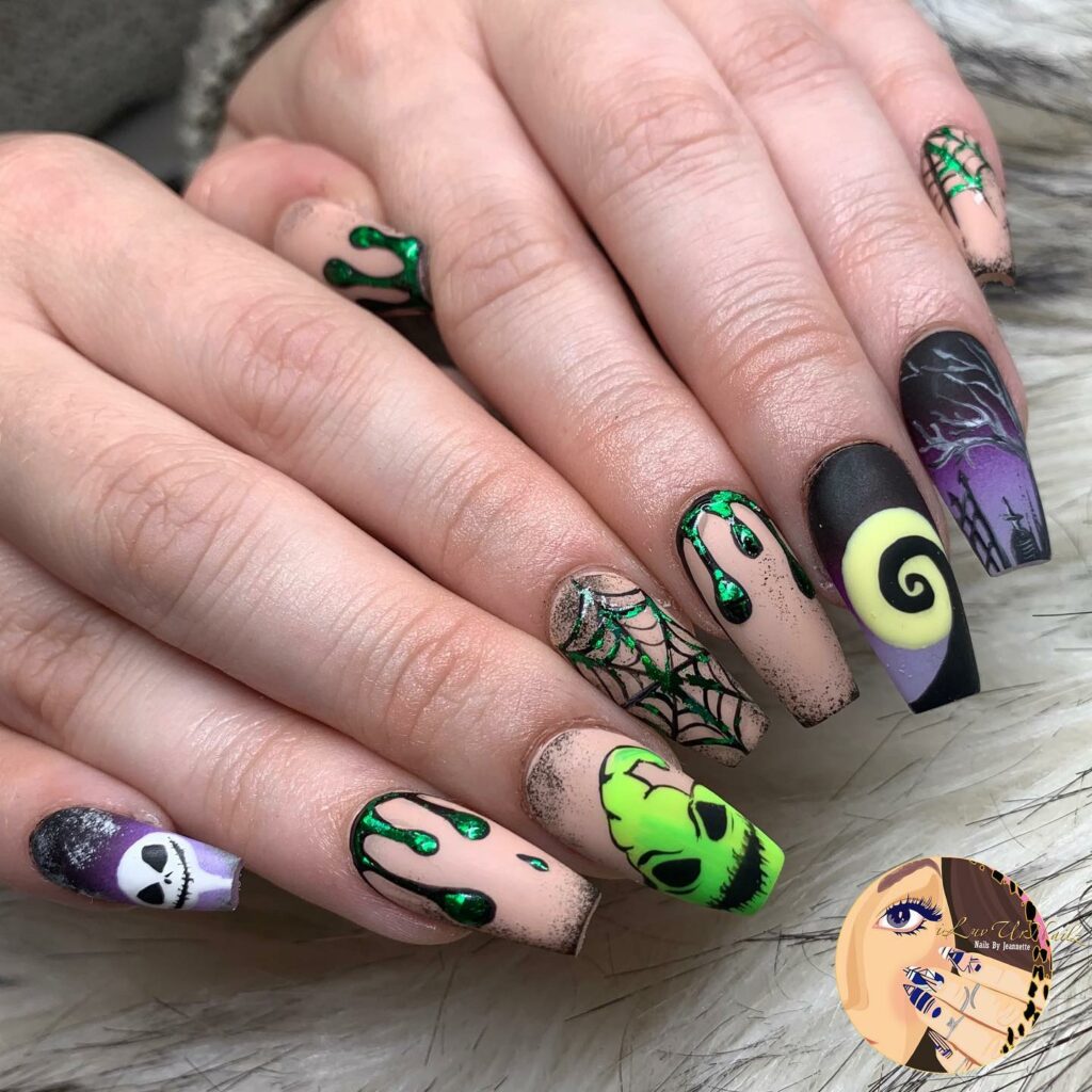 30 Latest Nightmare Before Christmas Nails Ideas! 16 Coffin Nightmare Before Christmas Nails
