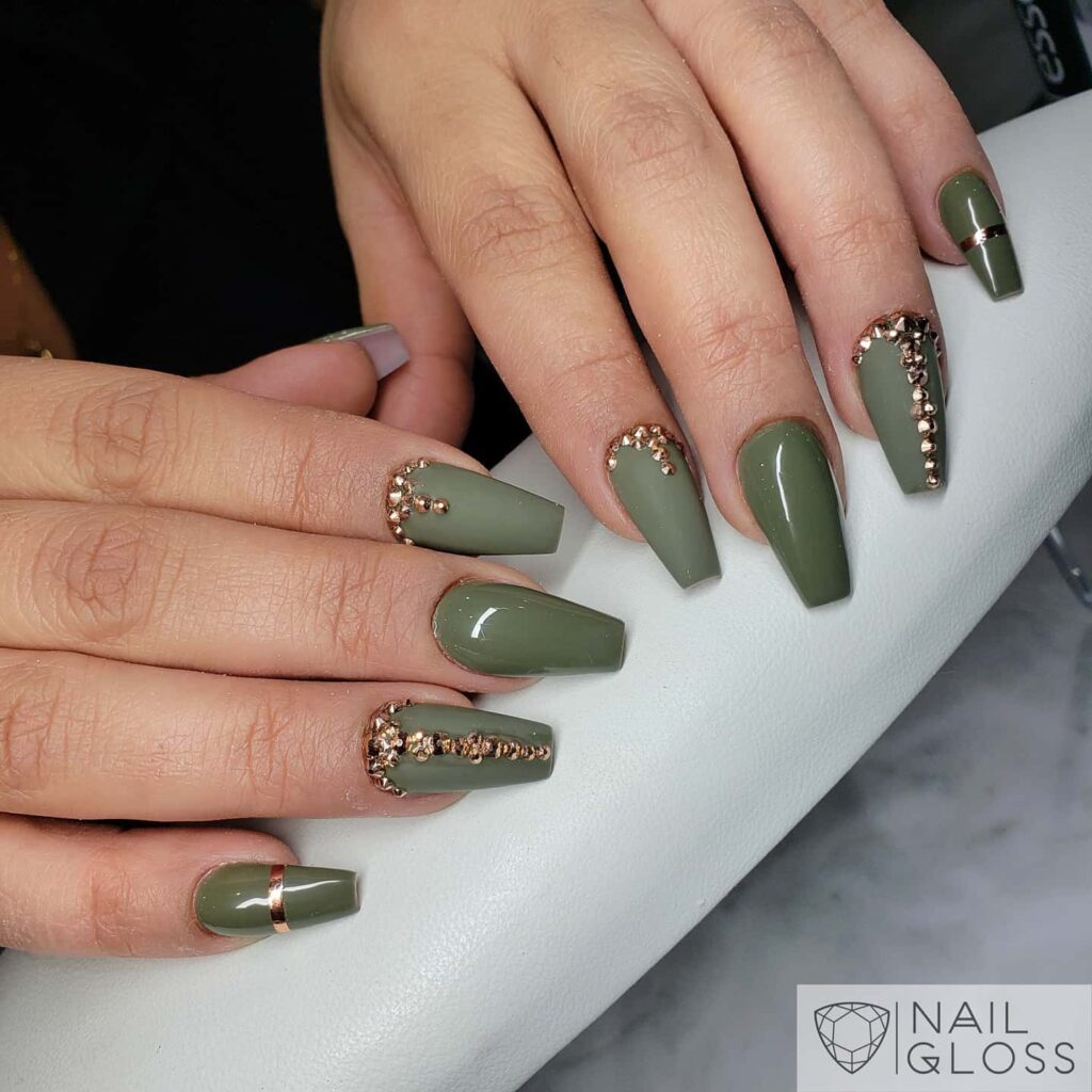 Explore 44 Olive Green Nail Designs in 2024 44 Coffin Shaped Olive Green Nails