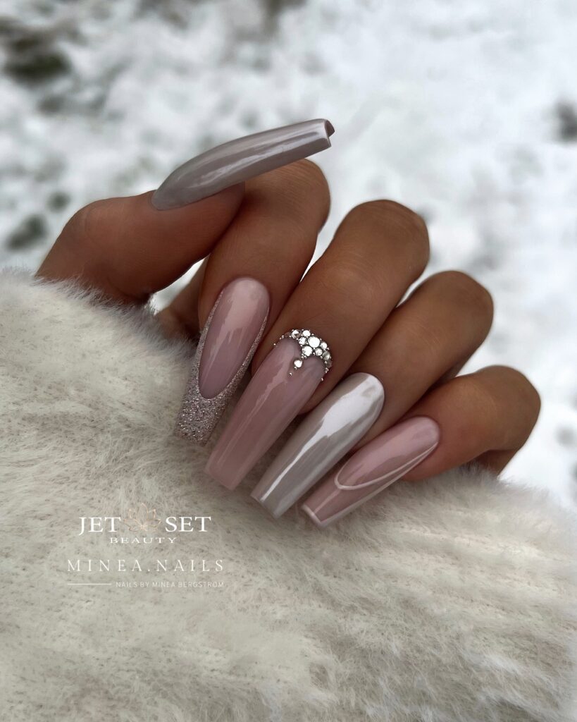20 Latest Silver French Nail Ideas To Try In 2024! 18 Coffin Silver French Nails