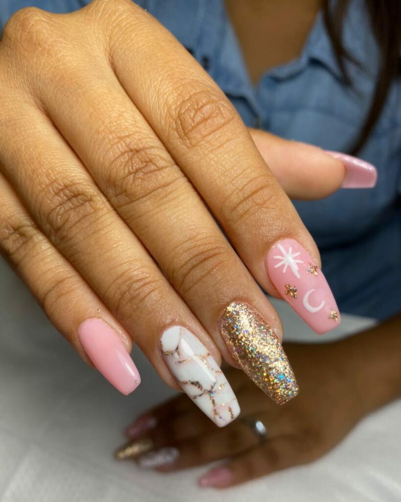 Mesmerizing Galaxy Nail Designs to Try in 2024 π 33 Coffin Stardust Nails
