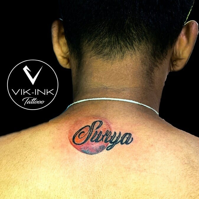10+ Name Tattoo On Neck Ideas That Will Blow Your Mind! 13 Colored Name Tattoo On Neck