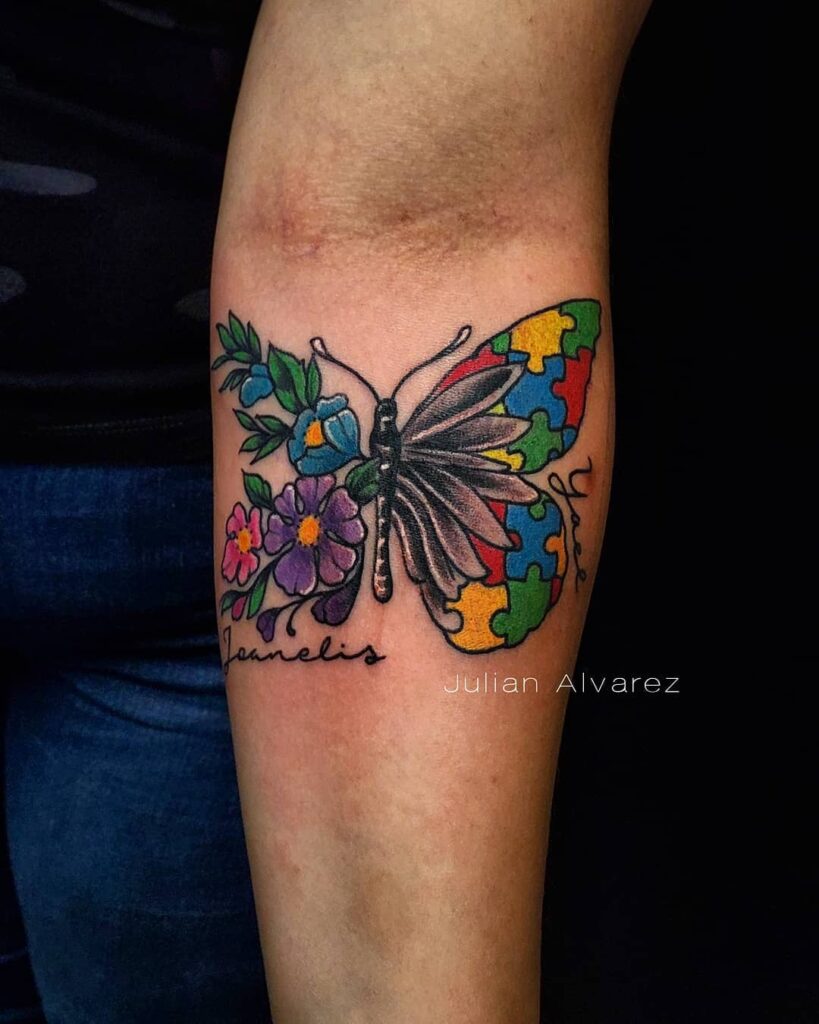 12+ Small Autism Tattoo Ideas To Inspire You! 17 Colorful Butterfly Tattoo Design Ideas With Name