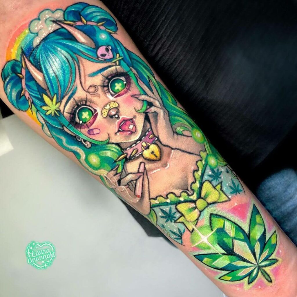 10+ Weed Leaf Tattoo Ideas You Have To See To believe! 16 Colorful Cartoon Weed Tattoo