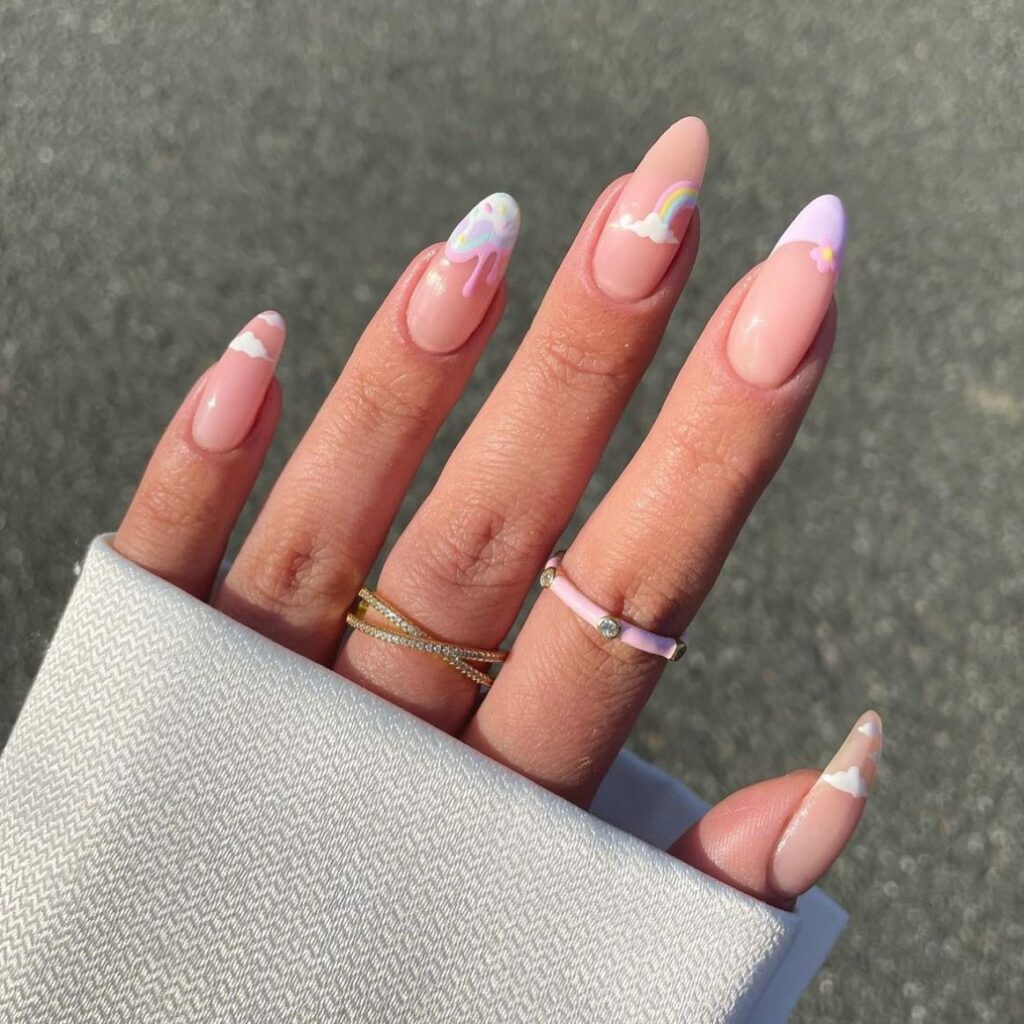 25 Latest Cloud Nails Designs To Try In 2024! 24 Kaleidoscope of Colorful Cloud Nails