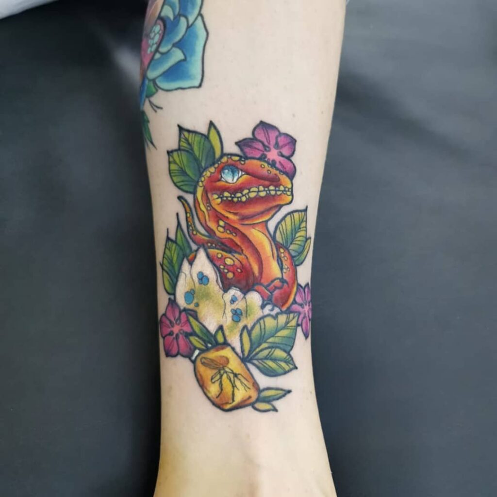 10+ Tiny Dinosaur Tattoo Ideas That Will Blow Your Mind 12 Colorful Cute T-Rex Tattoo