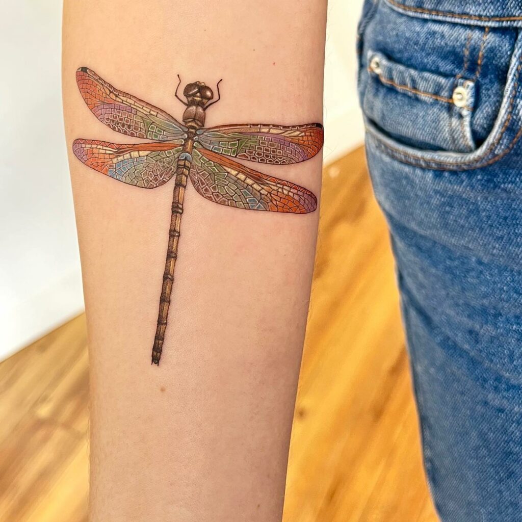11+ Colorful Dragonfly Tattoo Ideas That Will Blow Your Mind! 10 Colorful Dragonfly Tattoos