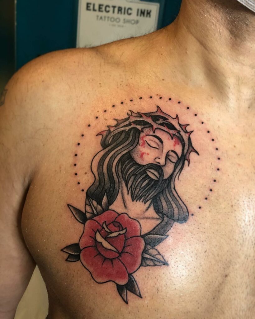 11+ Jesus Chest Tattoo Ideas That Will Blow Your Mind! 16 Colorful Jesus Christ Chest Tattoo