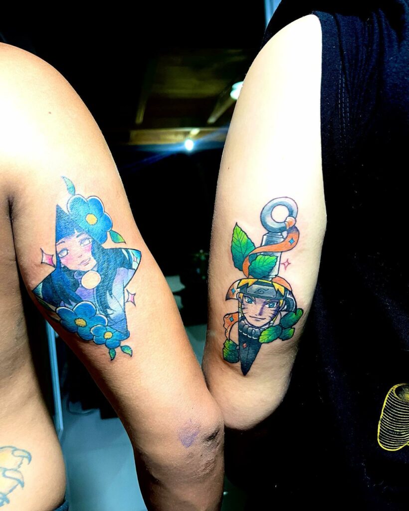 11+ Matching Anime Tattoos That Will Blow Your Mind! 11 Colorful Naruto Hinata Matching Anime Tattoo