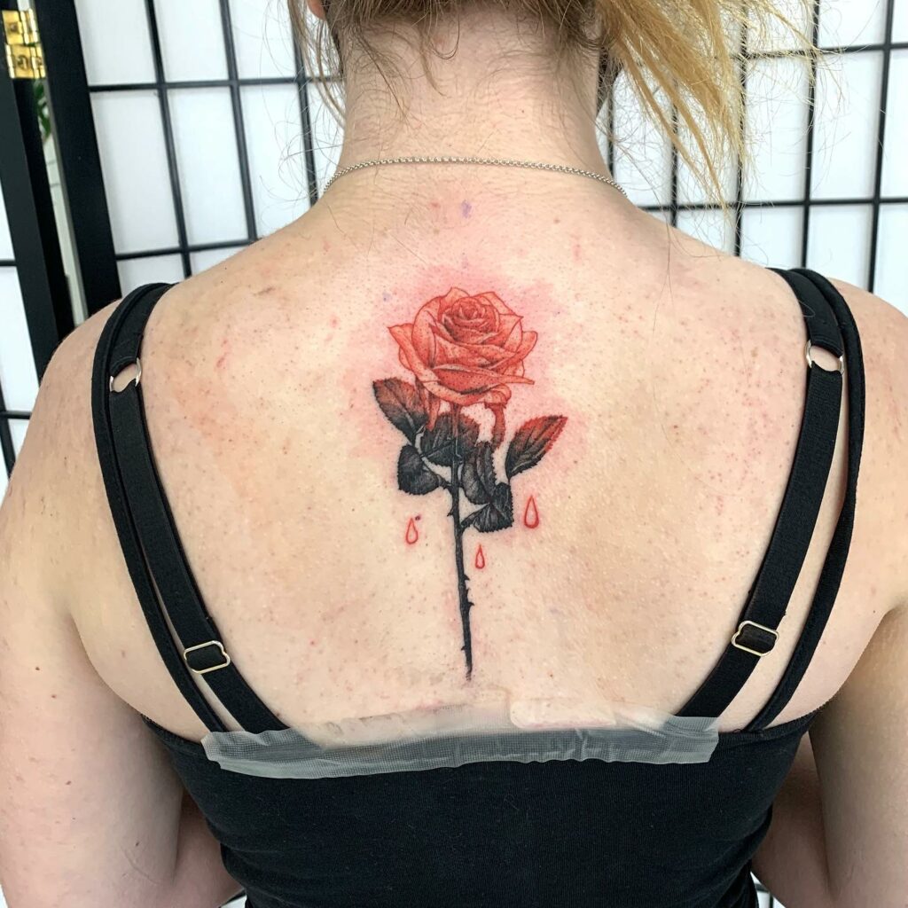 11+ Rose Stem Tattoo Ideas That Will Blow Your Mind! 19 Colorful Red Rose Stem Tattoo