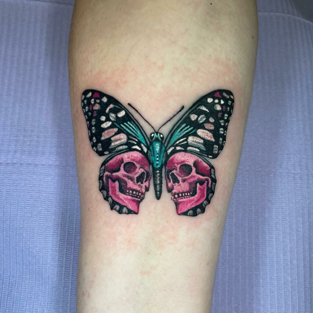 11+ Butterfly With Skull Tattoo Ideas That Will Blow Your Mind! 15 Colourful Butterfly Skull Tattoos