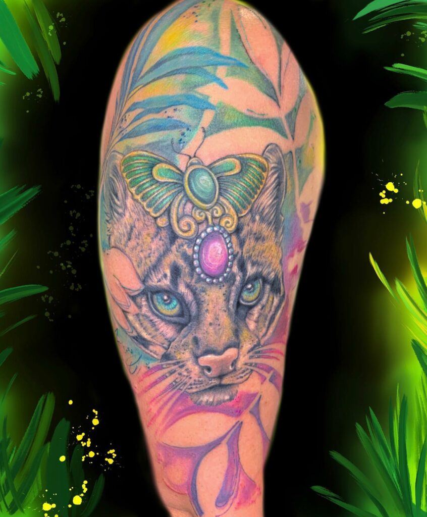 11+ Unique Upper Arm Half Sleeve Tattoo Ideas That Will Blow Your Mind! 16 Colourful Cat Cool Half Sleeve Tattoo