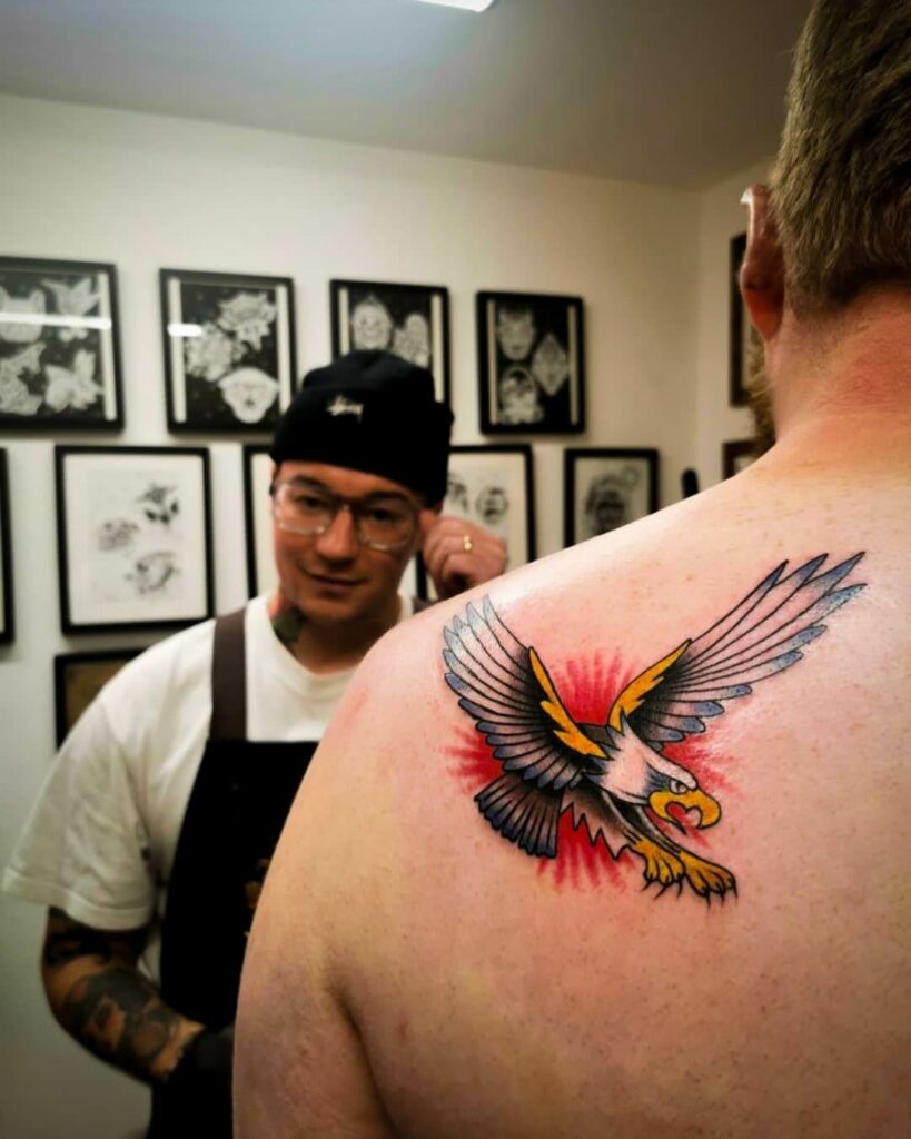 11+ Jerry Tattoo Ideas That Will Blow Your Mind! 13 Colourful Eagle In Action Tattoo