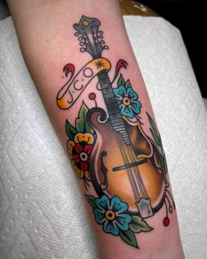 10+ Mandolin Tattoo Ideas That Will Blow Your Mind! 19 Colourful Mandolin Tattoo
