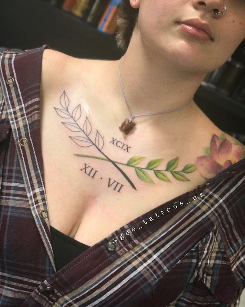 11+ Roman Numerals Chest Tattoo Ideas That Will Blow Your Mind! 16 Colourful Roman Numeral Chest Tattoo