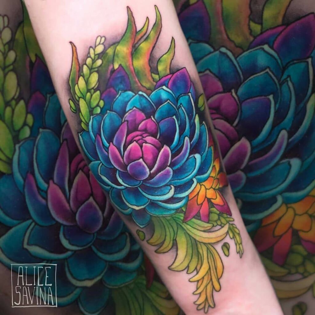 11+ Succulent Tattoo Ideas You Have To See To Believe! 18 Colourful Succulent Tattoo