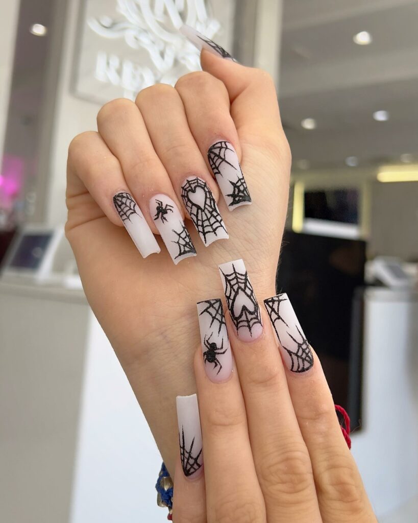 55 Latest Spider Web Nail Designs To Try In 2024! 50 Comic spider web nails