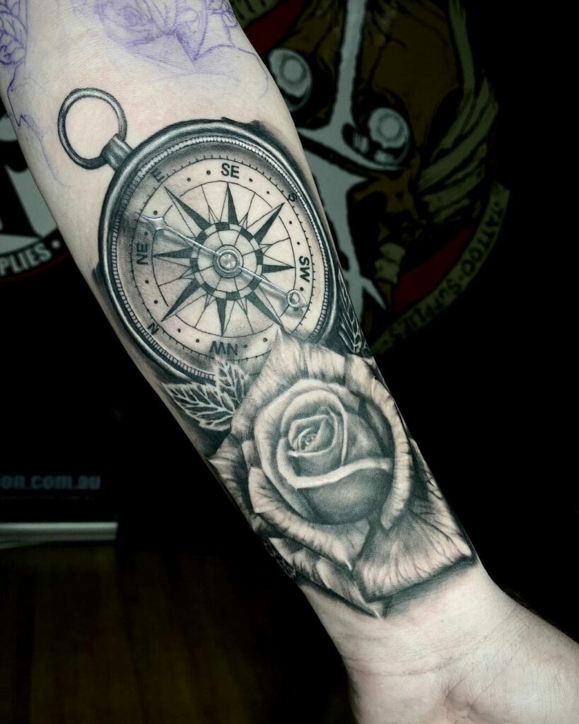 10+ Forearm Sleeve Tattoo Ideas You Have To See To Believe! 12 Compass And Rose Forearm Sleeve Tattoo