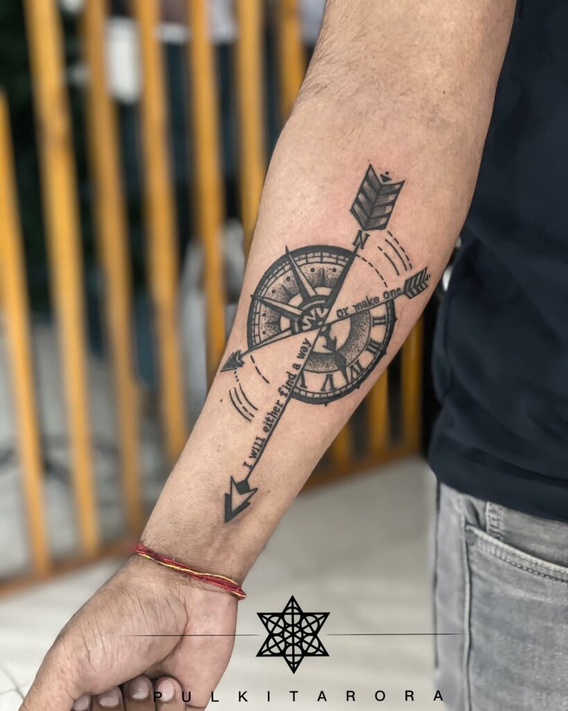10+ Small Clock Tattoo Ideas That Will Blow Your Mind! 15 Compass Clock Tattoo