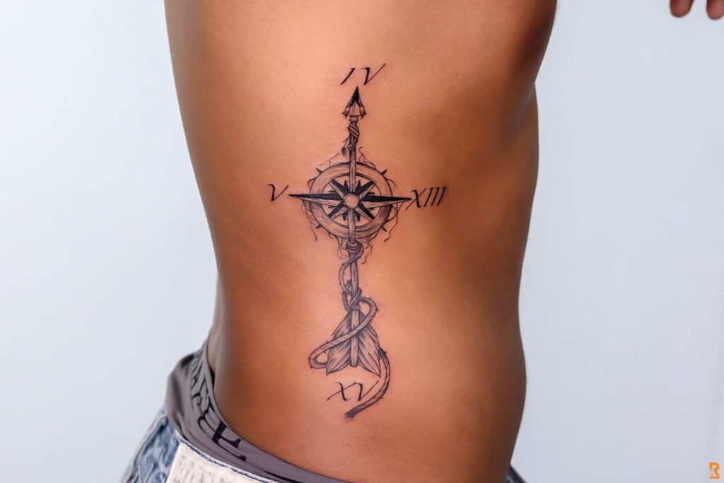 11+ Roman Numerals Chest Tattoo Ideas That Will Blow Your Mind! 15 Compass With Roman Numeral Tattoos