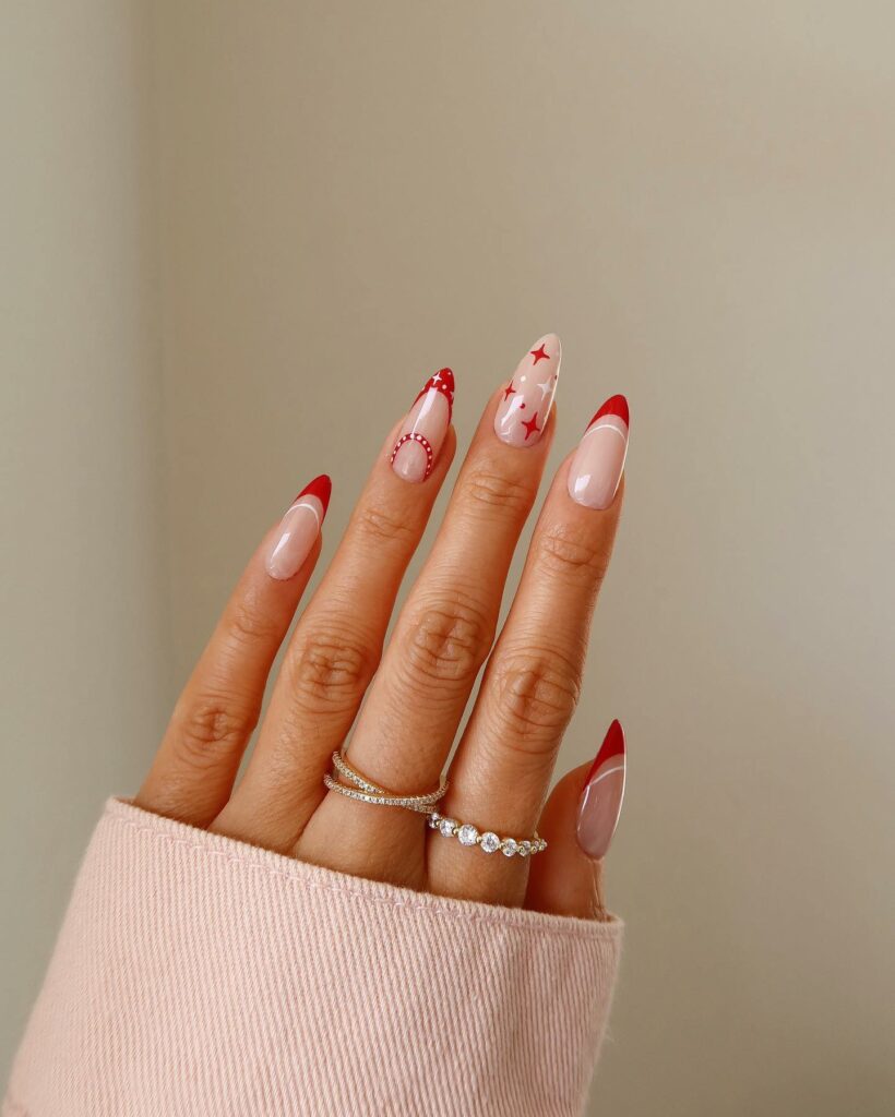 Explore 40 Red French Tip Nail Designs for 2024 44 Constellations red french nails