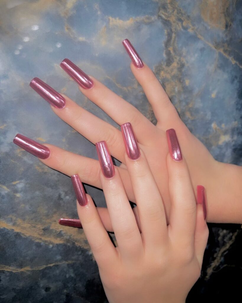 Shine Bright with 50 Rose Gold Nail Designs for 2024 50 Contrast