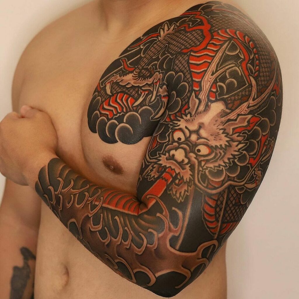 11+ Dragon Sleeve Tattoo Ideas You'll Have to See to Believe! 11 Cool Full Japanese Dragon Sleeve Tattoo Design