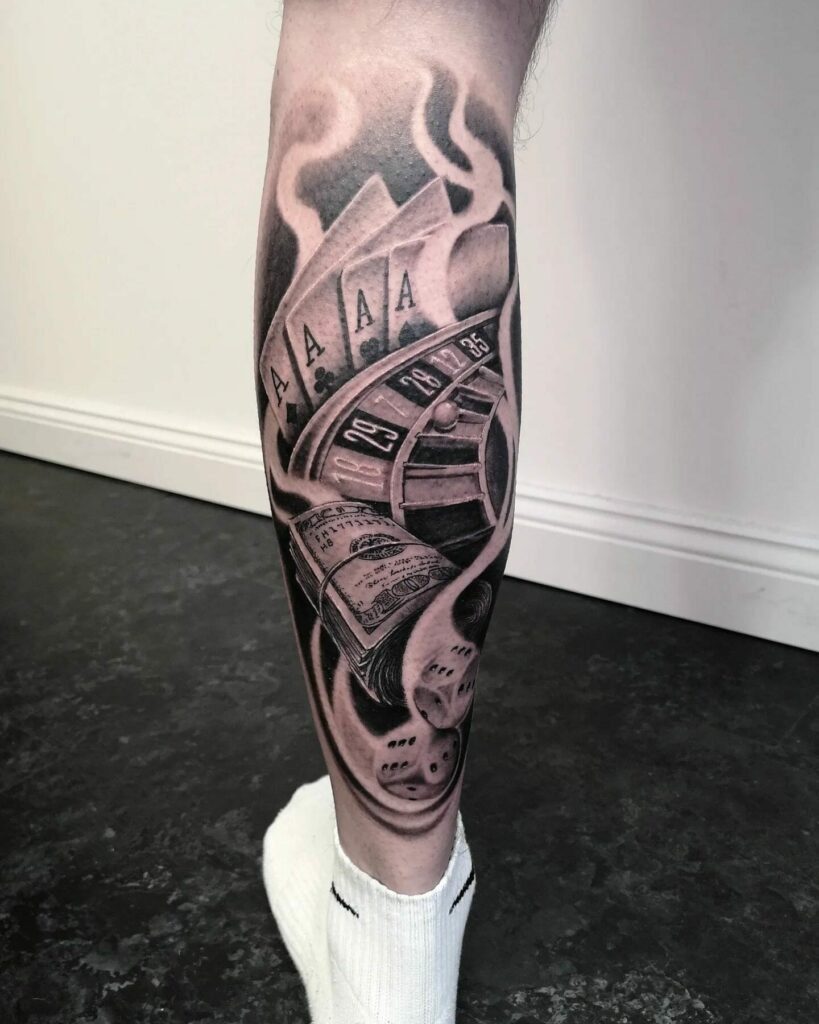 10+ Gambling Tattoo Ideas That Will Blow Your Mind! 11 Cool Gambling Tattoo Ideas On Legs